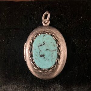 Vintage W.E.H.S.S. Locket Pendant with Faux Turquoise